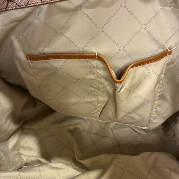 Steve Madden Multipurpose Cognac BBerlin Logo Monogram Tote, Bag in Bag. - Picture 10 of 14